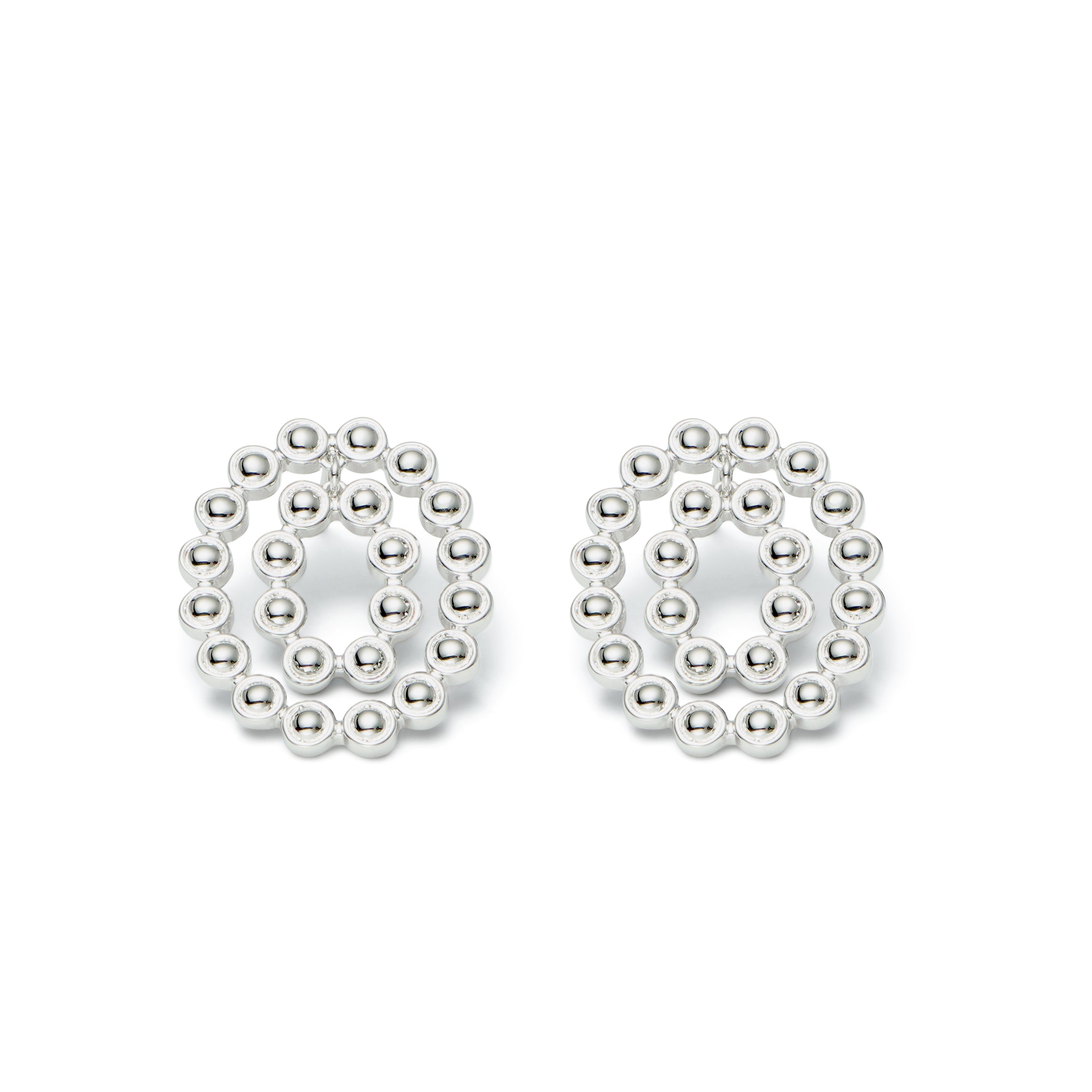 RSNY round ring smart stud earrings - RSNY R2120A Copper Rhodium Plated/Tremella Needle Size: 21 * 25 * 2mm three-dimensional geometric design/mirror-grade Seiko polishing/pure manual carving process/sterling silver high-quality ear needles