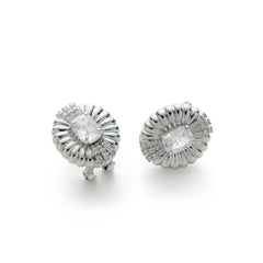 RSNY Roman Styling Earrings - RSNY R2121A 铜镀铑/银耳针 约17*20*7mm 时尚绕圈纹设计/时尚感几何造型/精选优质仿钻石/高韧性弹簧耳扣
