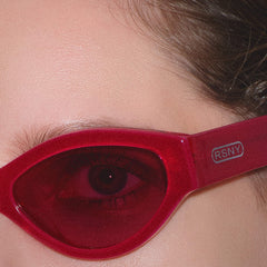 RSNY NP Cat Eye Sunglasses - RSNY ·MJ0005E · Plate/nylon lenses · Frame width 145mm/temple length 145mm · Lens width 54mm/height 33.4mm · Unisex aesthetic cat eye frame design/0 touch metal logo/widened temple on both sides/personalized rose red lenses and plates