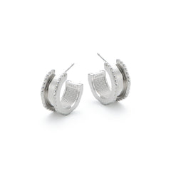RSNY Diamond Line Earrings - RSNY R2047A Copper Rhodium Plated/S925 Tremella Needle Weight: 9g Size: 20 * 9 * 20mm geometric section modeling/micro-thick and delicate texture/sterling silver high-quality ear needles/mirror-grade Seiko polishing/lightweight brand craftsmanship