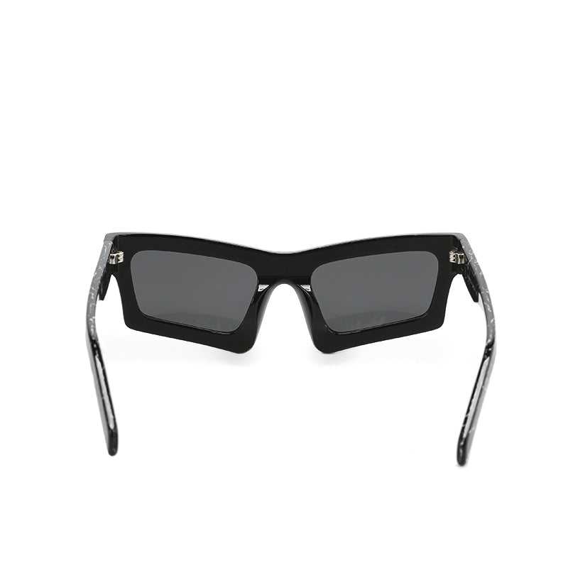 RSNY Glam SQUARE Sunglasses - RSNY ·MJ0012A · Plate/nylon lenses · Frame width 145.6mm/temple length 145mm · Lens width 53mm/height 36.9mm · Unisex attractive geometric square frame design/0 touch metal logo/bold frame for more visual focus/black marble temple shows personal taste