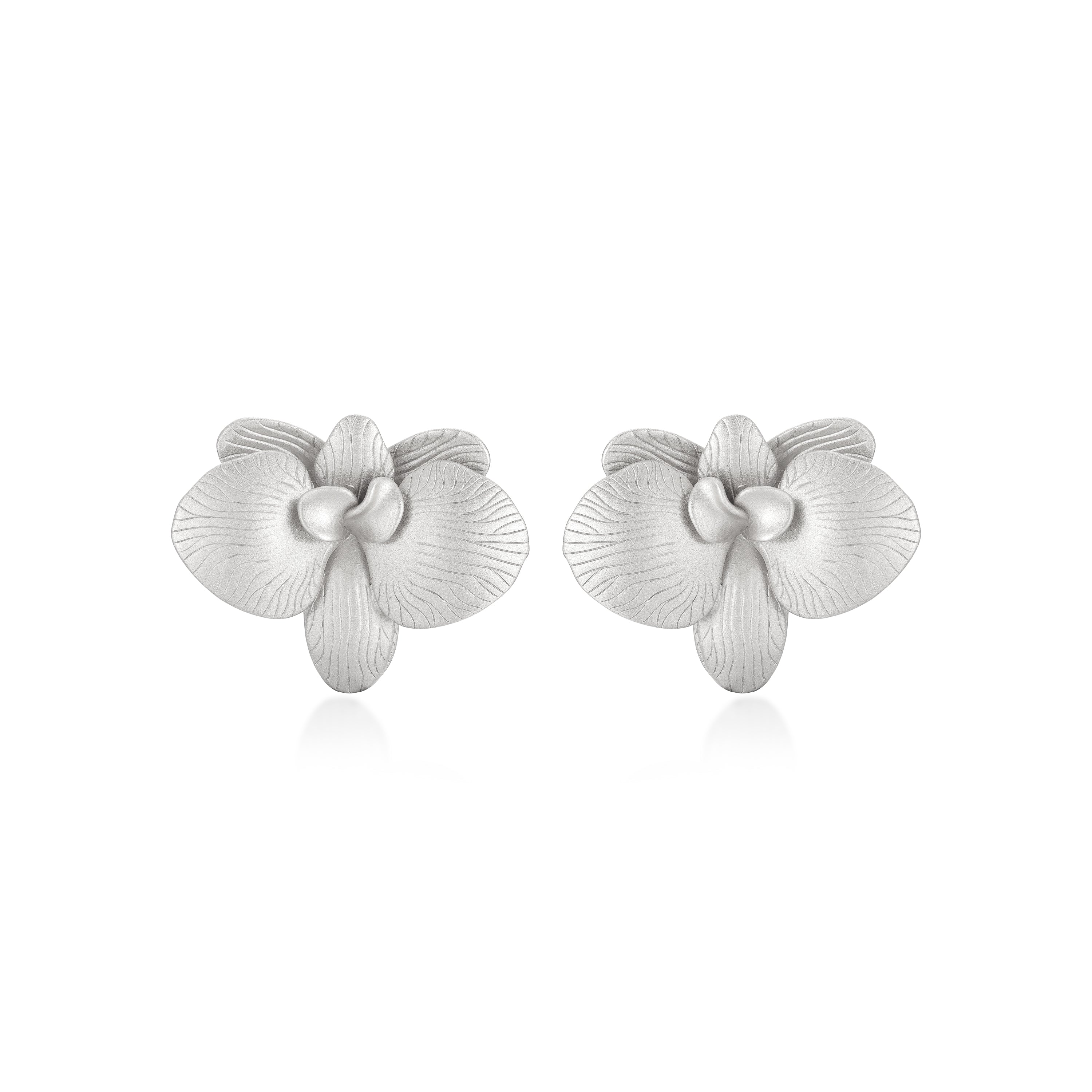 RSNY flower stud earrings - RSNY R2015 Size: 38 * 32 * 8mm Elegant flower elements/fashionable geometric shape/sterling silver high-quality ear needles/pure handmade fine carving process