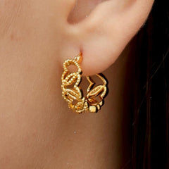 RSNY Diamond Textured Love Earrings - RSNY R2066A copper gold-plated/S925 Tremella needle, weight: 5.5g Size: 18 * 7 * 20mm diamond pattern love element/lightweight hollowing process/pure manual inlay technology/mirror grade Seiko polishing