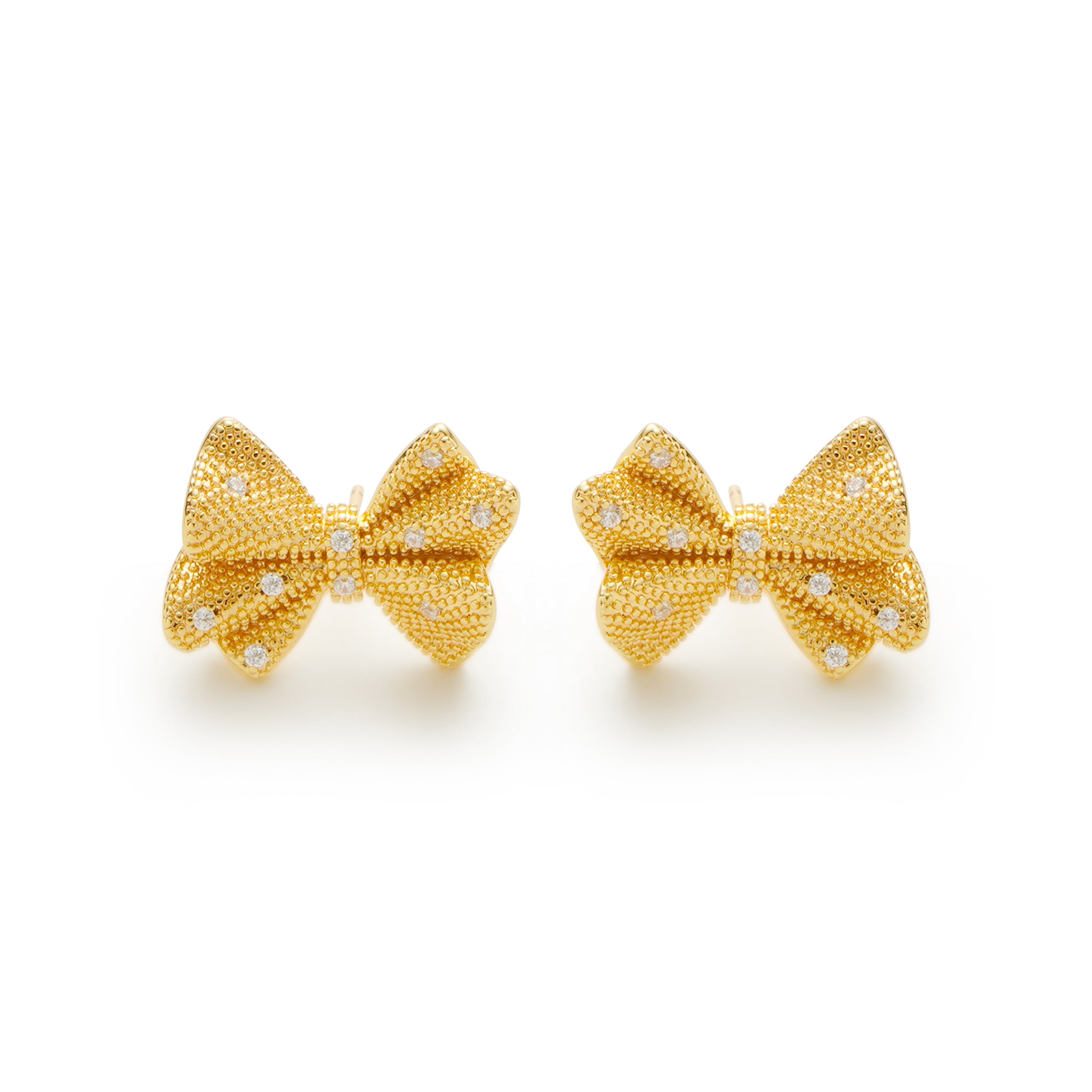 RSNY shiny bow stud earrings - RSNY R2183B 铜镀金/银耳针 约22*16*6mm 波纹感设计元素/蝴蝶结立体造型/纯手工精雕工艺/精致感细节处理