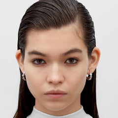 RSNY simple styling earrings - RSNY R2105A 铜镀铑/银耳针 约19*6*19时尚绕圈纹设计/镜面级精工抛光/轻量化品牌工艺/纯银高品质耳针