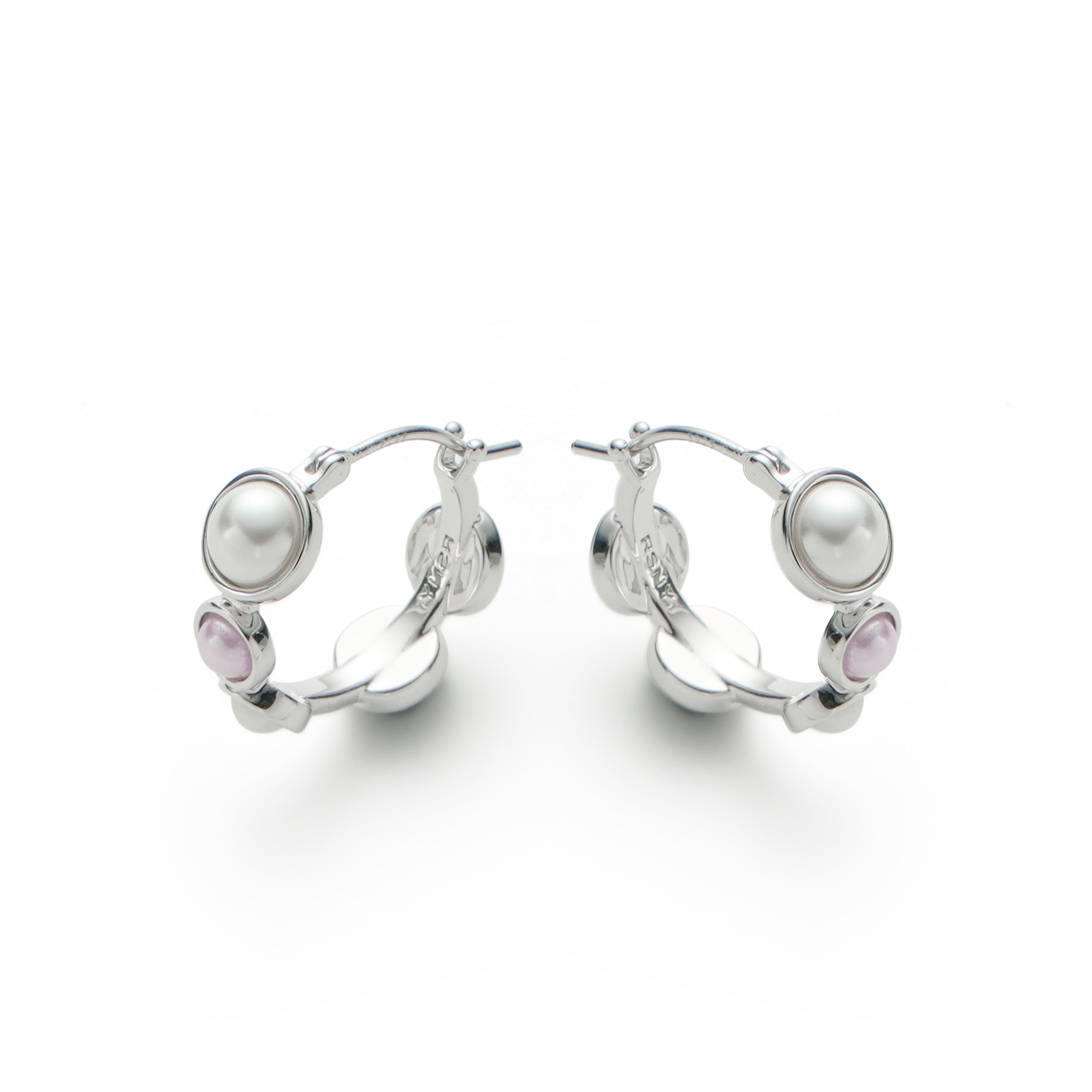 RSNY irregular pearl earrings - RSNY R2169A 铜镀铑/银耳针 约22*22*7mm 圆环型设计元素/时尚感几何造型/优选精品级贝珠/精致感细节处理