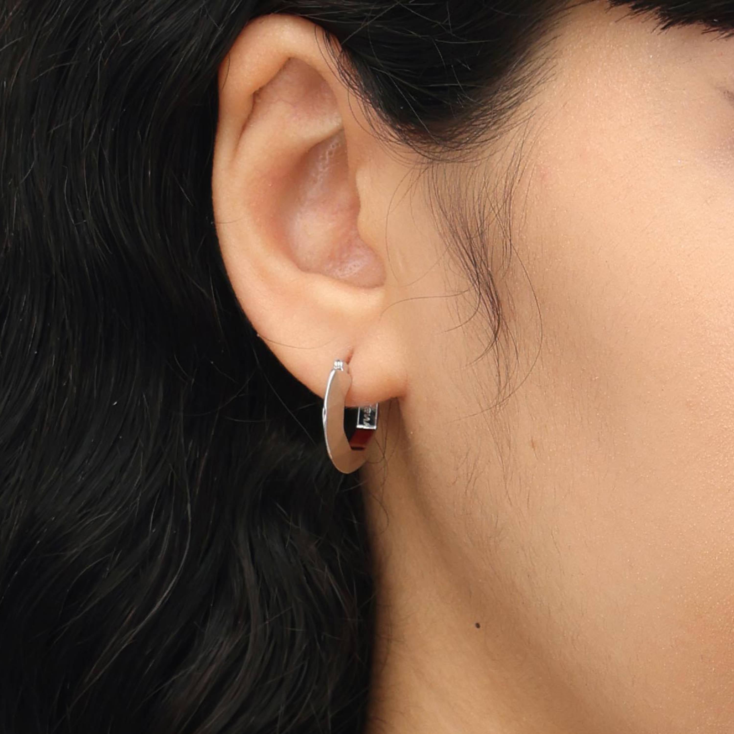 RSNY diamond pattern earrings - RSNY R2107A 铜镀铑/银耳针 约3*17*18mm 几何感切面造型/镜面级精工抛光/四分之三圈耳环/纯银高品质耳针