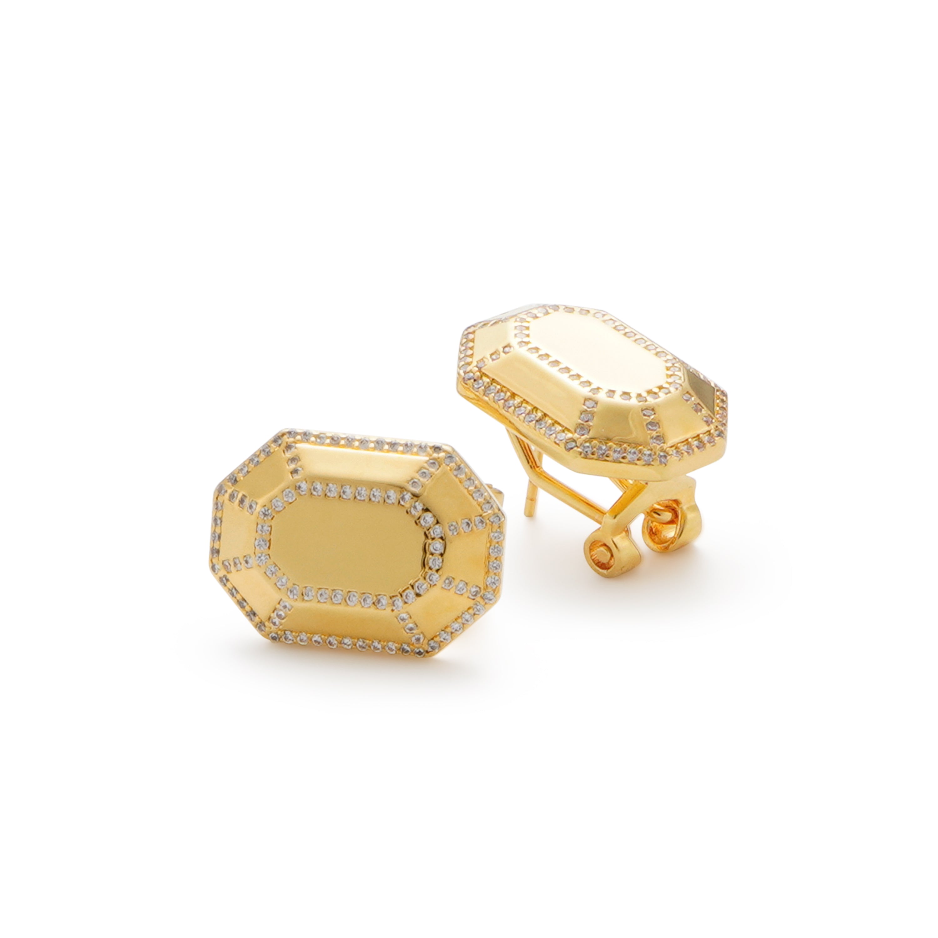 RSNY Redeen Styling Earrings - RSNY R2100B 铜镀金/银耳针 约14*20*4mm 钻石级精巧切面/镜面级精工抛光/纯手工镶嵌技艺/精致感细节处理