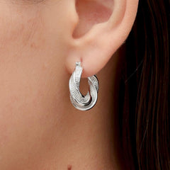 RSNY geometric abstract earrings - RSNY R2187A 铜镀铑/银耳针 约20*20*8mm 几何缠绕感元素/交错环几何造型/纯手工精雕工艺/微厚重精巧质感