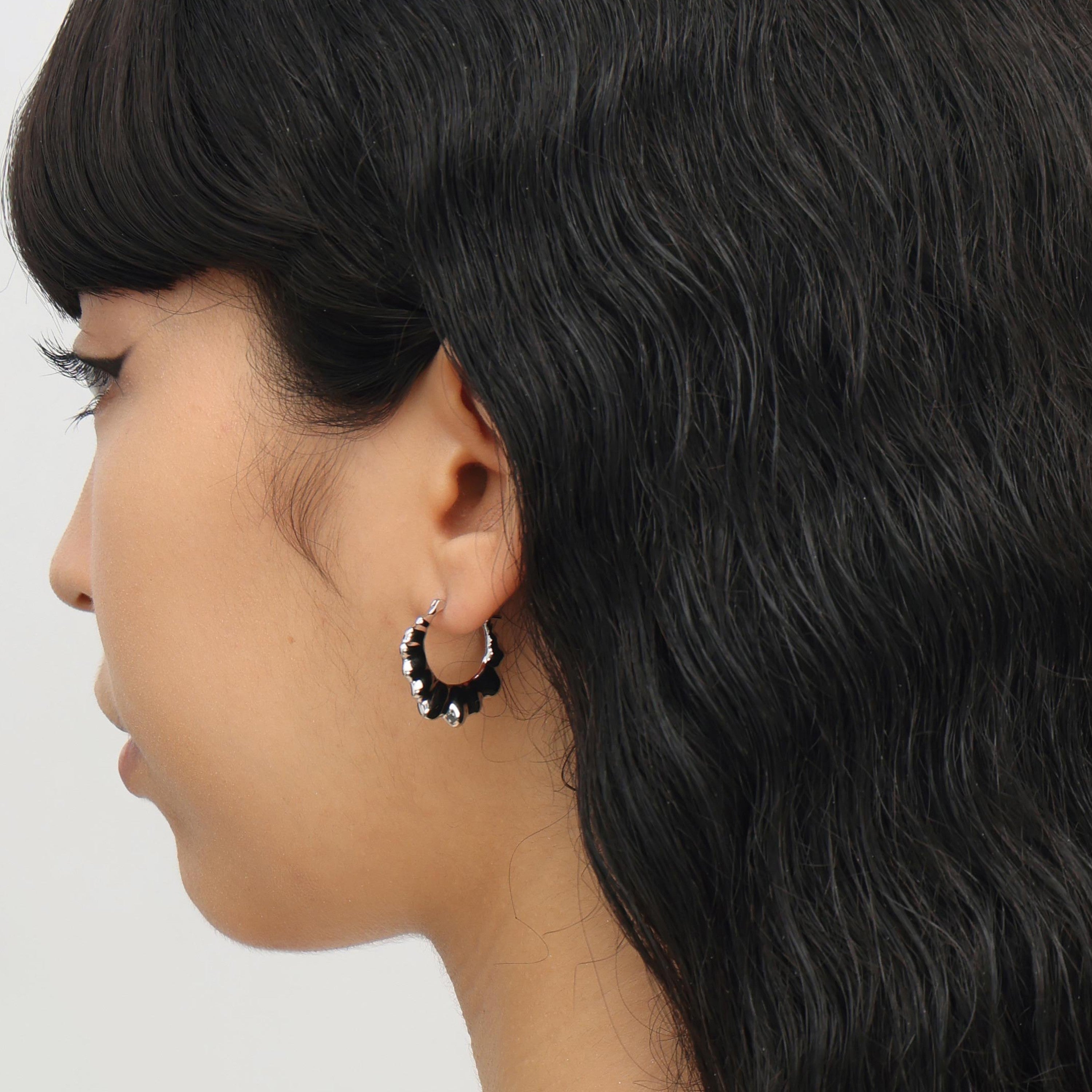 RSNY pleated earrings - RSNY R2132A Copper Rhodium Plated/Tremella Needle Size: 2 * 22 * 25mm Corrugated Design Elements/Commuter Simplicity Size: Styling/Mirror Seiko Polishing/Delicate Detail Processing