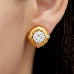 RSNY Roman Styling Earrings - RSNY R2118B 铜镀金/银耳针 约18*18*7mm 时尚绕圈纹设计/时尚感几何造型/精选优质仿钻石/高韧性弹簧耳扣