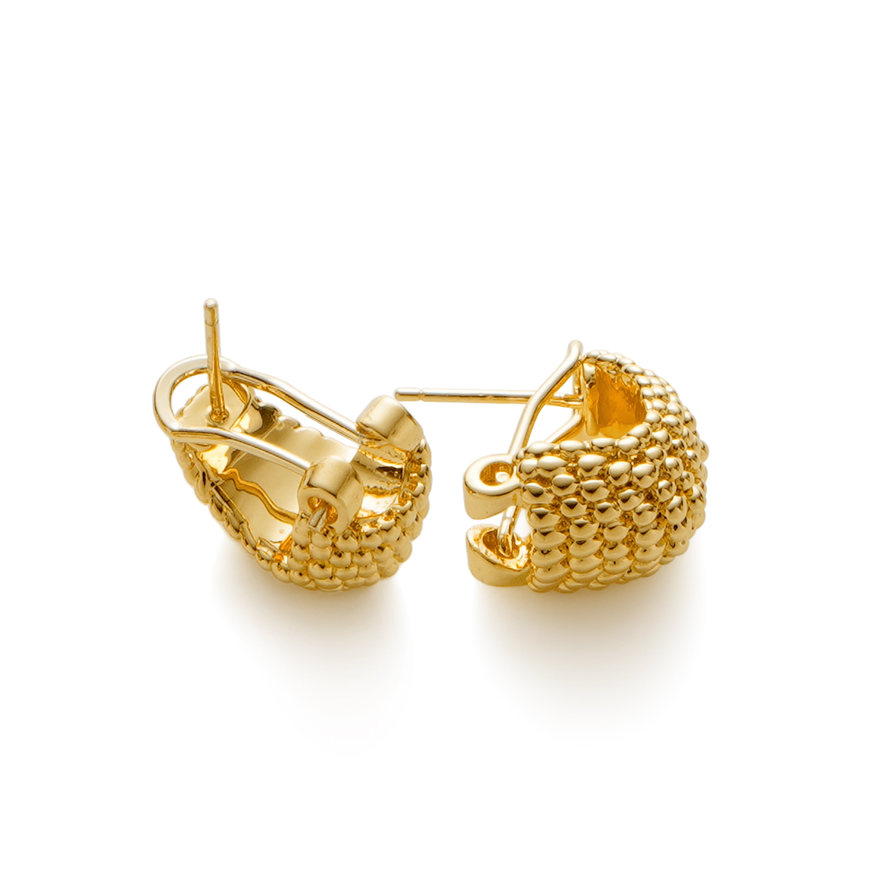 RSNY Roman style earrings - RSNY R2136B 铜镀金/银耳针 约10*17*14mm 钻石纹设计元素/时尚感几何造型/轻量化品牌工艺/高韧性弹簧耳扣
