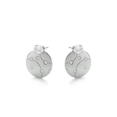 RSNY geometric line stud earrings - RSNY R2126A 铜镀铑/银耳针 约20*23*4mm 半球体几何造型/精致感细节处理/镜面级精工抛光/纯银高品质耳针
