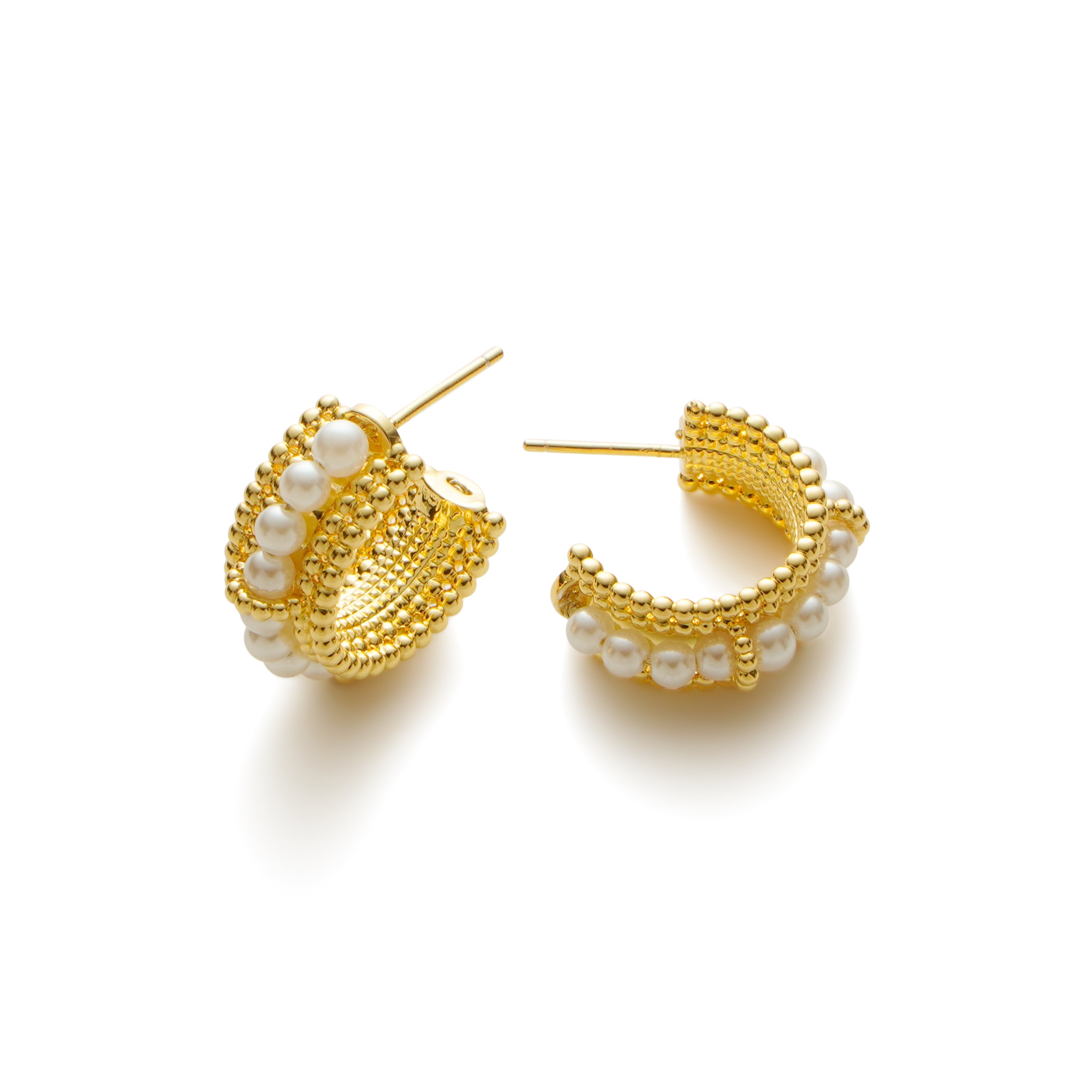 RSNY pearl earrings - RSNY R2153B 铜镀金/银耳针 约21*9*21mm 波点型设计元素/时尚感几何造型/优选精品级贝珠/精致感细节处理