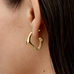 RSNY Square Geometric Earrings - RSNY R2056B 铜镀金/S925银耳针/品牌耳堵 重量:8.8g 约21*5*24mm 精致感细节处理/纯银高品质耳针/镜面级精工抛光/轻量化品牌工艺