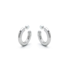 RSNY Double Wear Pearl Earrings - RSNY R2087A Copper Rhodium Plated/Bead/S925 Tremella Needle Weight: 10g Size: 21 * 5 * 21mm Geometric section modeling/preferred boutique beads/sterling silver high-quality ear needles/mirror-grade Seiko polishing/lightweight brand craftsmanship