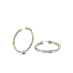 RSNY Simple Roman Earrings - RSNY R2137A 铜镀铑/银耳针 约3*31*31mm 时尚绕圈纹设计/双色奢品级电镀/几何感切面造型/精致感细节处理