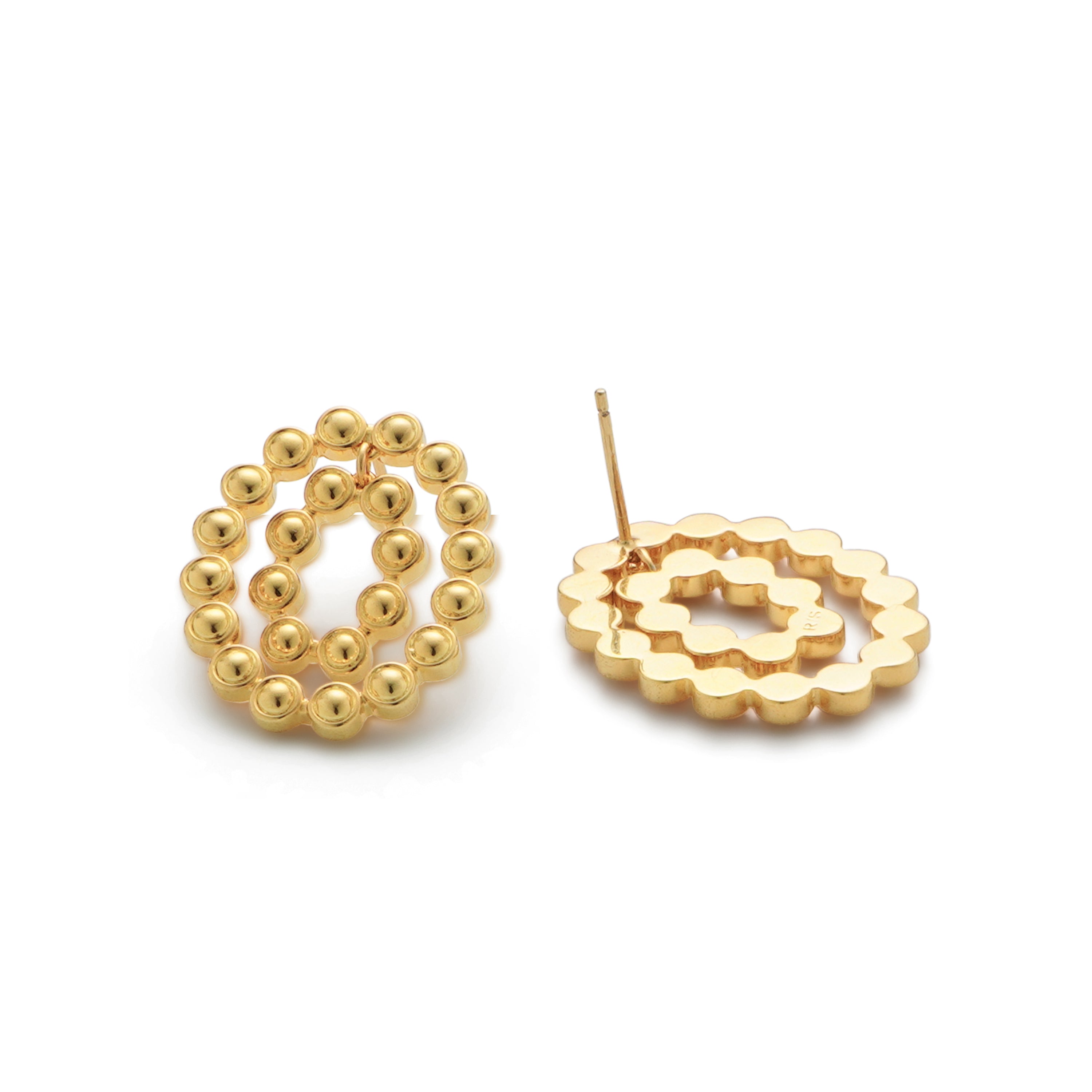 RSNY round ring smart stud earrings - RSNY R2120B 铜镀金/银耳针 约21*25*2mm 立体感几何设计/镜面级精工抛光/纯手工精雕工艺/纯银高品质耳针