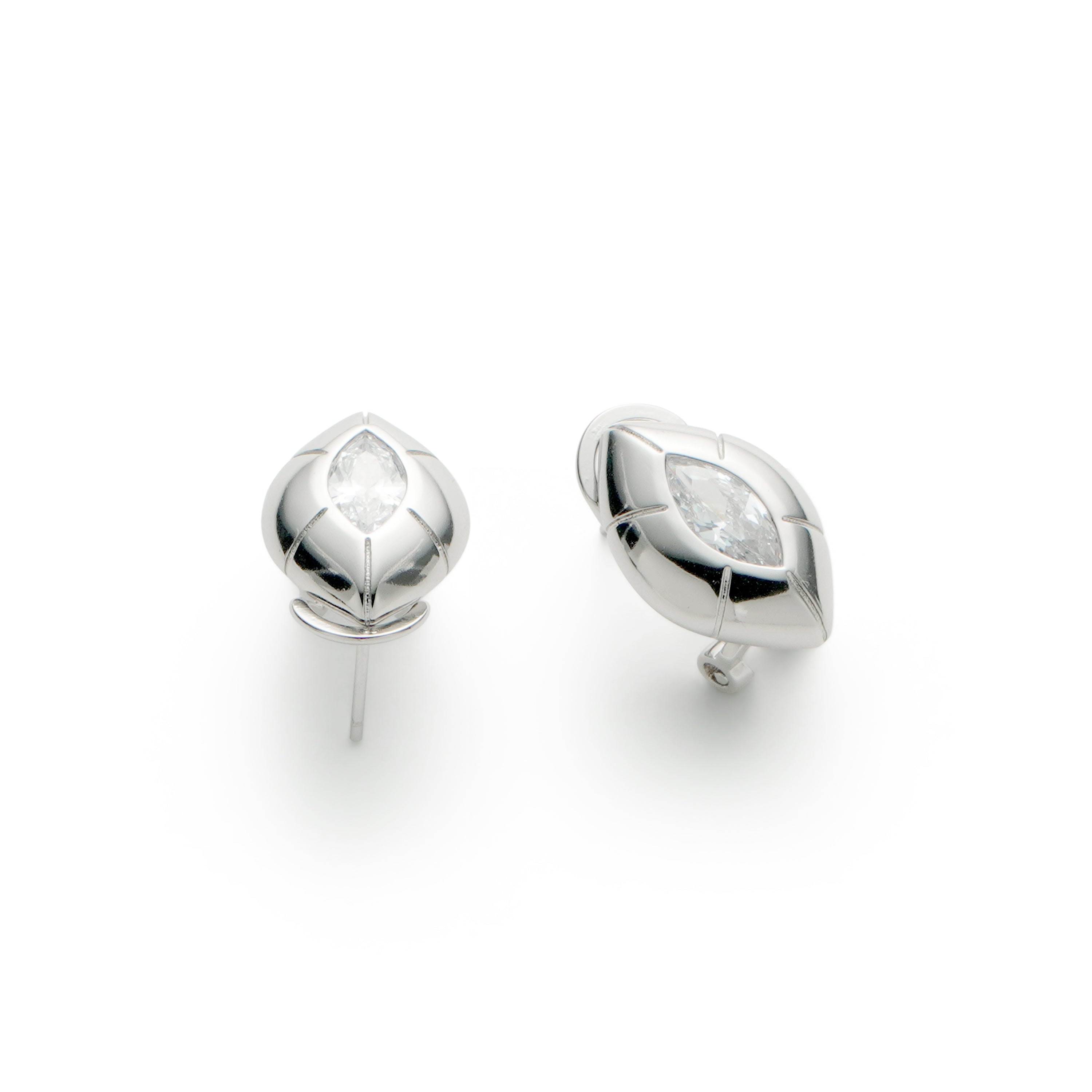 RSNY Eye of Rome stud earrings - RSNY R2166A 铜镀铑/银耳针 约20*13*6mm 立体感几何设计/镜面级精工抛光/精选优质仿钻石/纯银高品质耳针