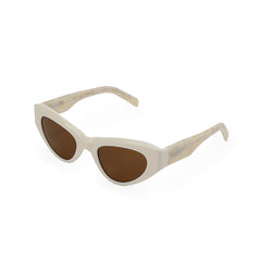 RSNY Dazzling SOFT Cat Eye Sunglasses - RSNY ·MJ0011C · Plate/nylon lenses · Frame width 145.7mm/temple length 145mm · Lens width 50mm/height 36.5mm · Unisex triangular cat glasses frame design/0 touch metal logo/widened temple is more comfortable to wear/milky white frame and gray texture temple mix and match color matching