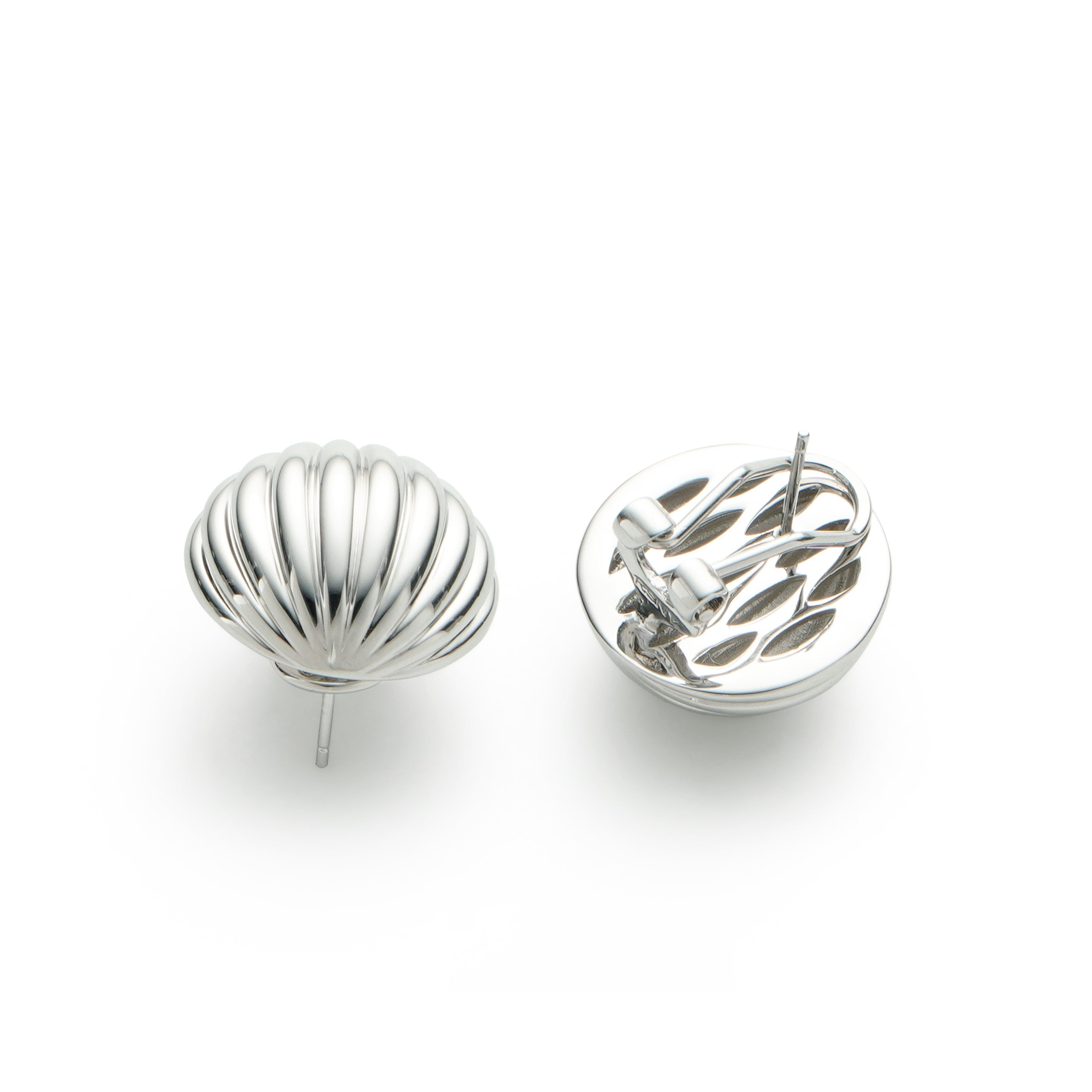 RSNY Roman Ball Earrings - RSNY R2143A 铜镀铑/银耳针 约20*10*20mm 波纹感设计元素/半球体几何造型/精致感细节处理/钻石级精巧切面