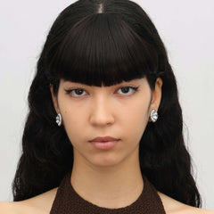 RSNY Roman Styling Earrings - RSNY R2118A 铜镀铑/银耳针 约18*18*7mm 时尚绕圈纹设计/时尚感几何造型/精选优质仿钻石/高韧性弹簧耳扣