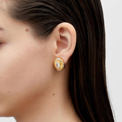 RSNY Roman Styling Earrings - RSNY R2121B 铜镀金/银耳针 约17*20*7mm 时尚绕圈纹设计/时尚感几何造型/精选优质仿钻石/高韧性弹簧耳扣