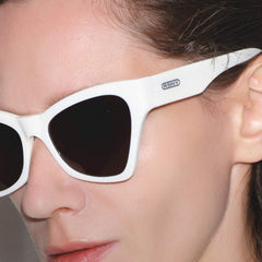 RSNY Square OVAL Butterfly Sunglasses - RSNY ·MJ0015B · Plate/nylon lenses · Frame width 145.7mm/temple length 145mm · Lens width 55mm/height 44.7mm · Unisex butterfly wings exaggerated design/0 touch metal logo/20% upward lines increase fashion/milk white color scheme highlights soft and bright