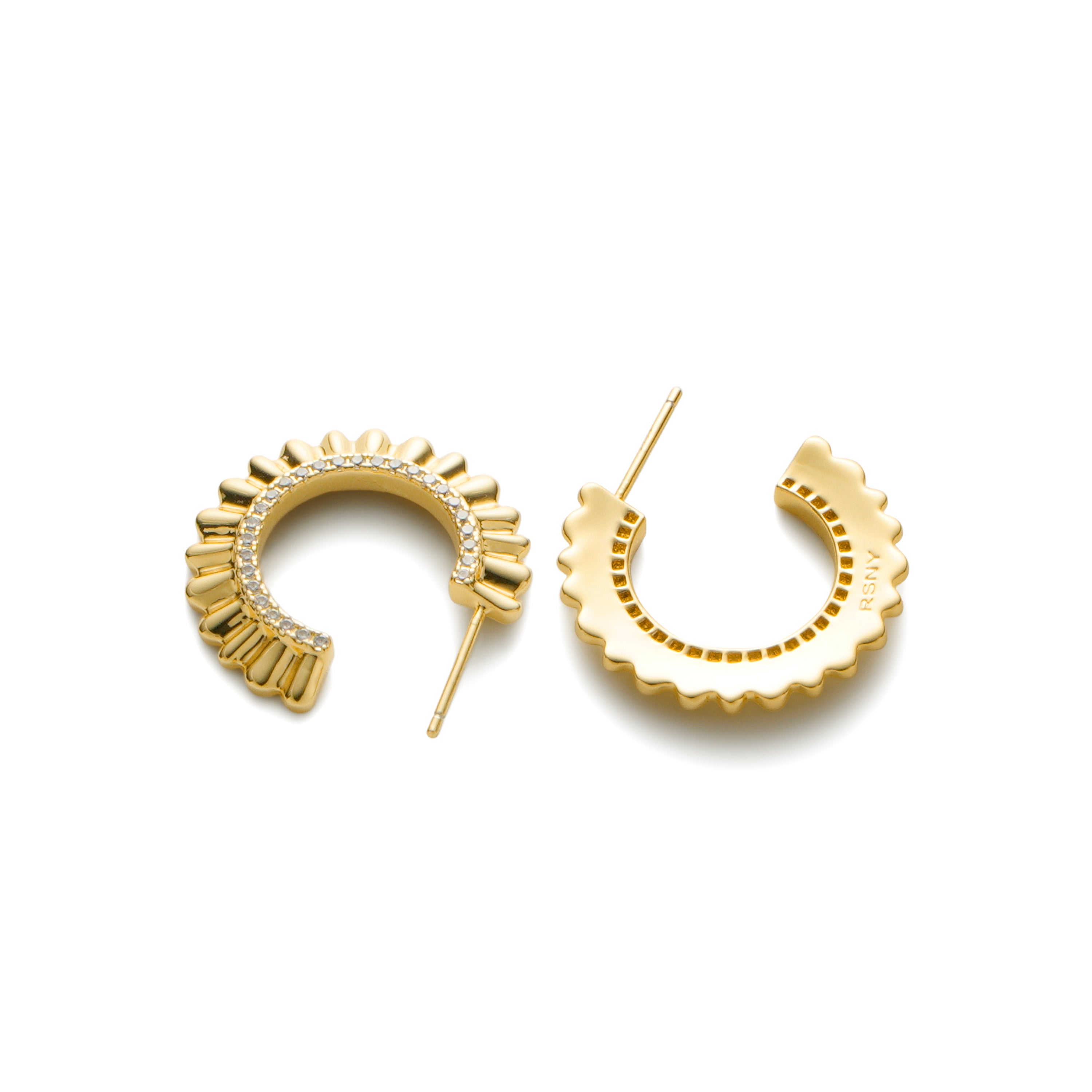 RSNY pleated earrings - RSNY R2138B 铜镀金/银耳针 约3*23*23mm 波纹感设计元素/几何感切面造型/微厚重精巧质感/纯银高品质耳针