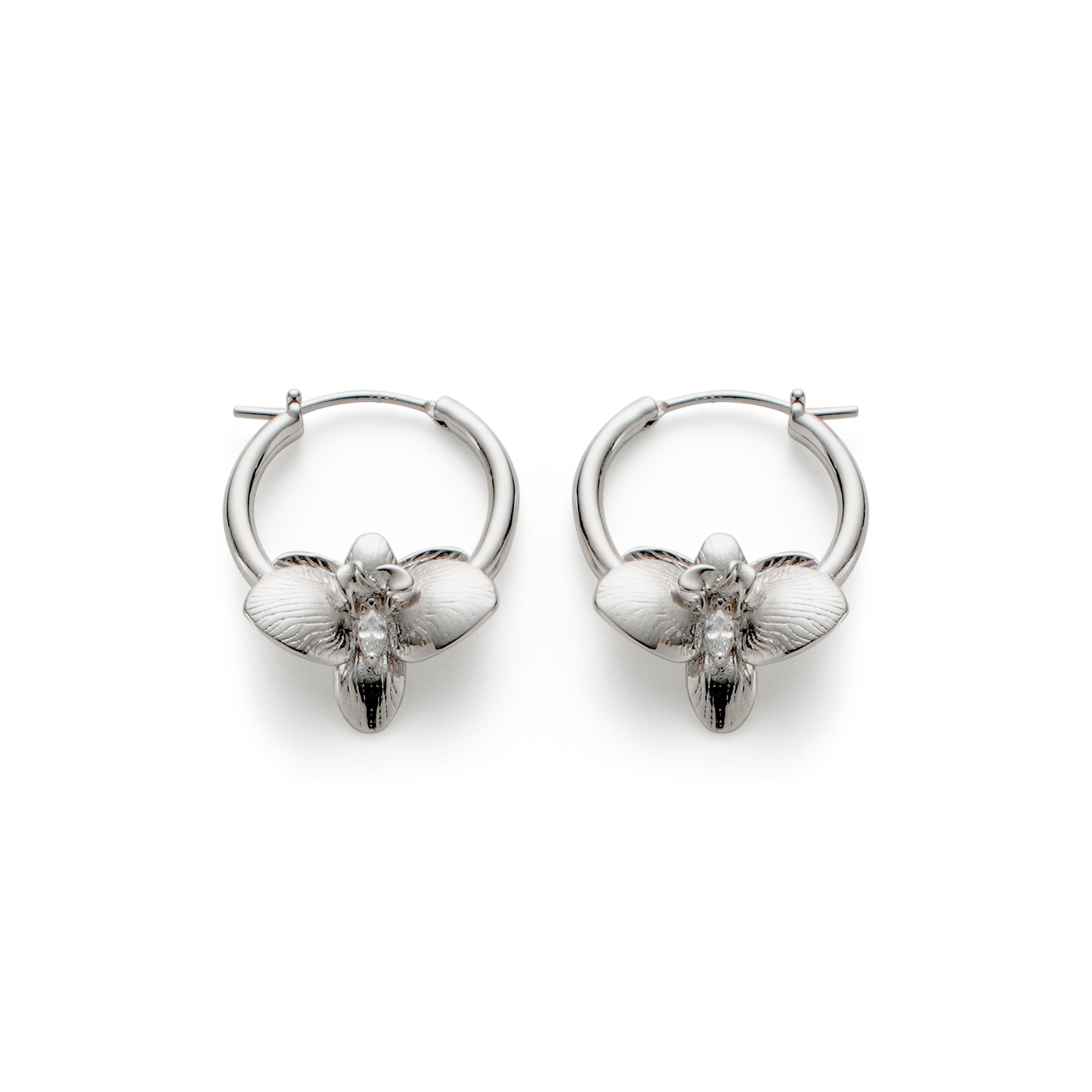 RSNY orchid earrings - RSNY R2115A Copper Rhodium Plated/Tremella Needle Size: 5 * 27 * 21mm Elegant flower elements/fashionable geometric shape/sterling silver high-quality ear needles/pure handmade fine carving process