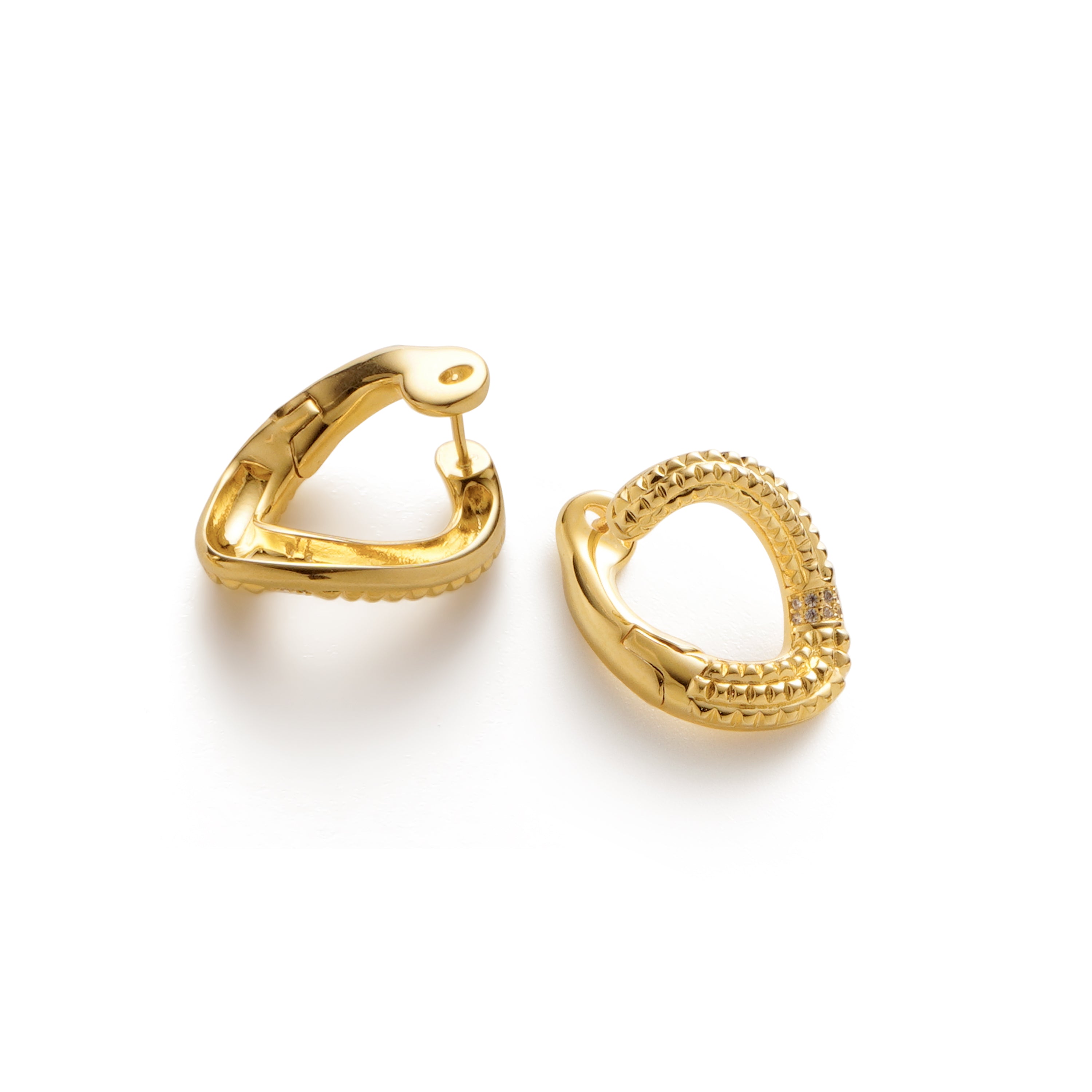 RSNY diamond pattern chain earrings - RSNY R2083B 铜镀金/银耳针约18*24*14mm 钻石纹设计元素/几何感切面造型/纯银高品质耳针/精巧感开合设计