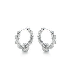 RSNY Diamond Textured Earrings - RSNY R2141A 铜镀铑/银耳针 约8*20*20mm 钻石纹设计元素/时尚感几何造型/精选优质仿钻石/纯银高品质耳针