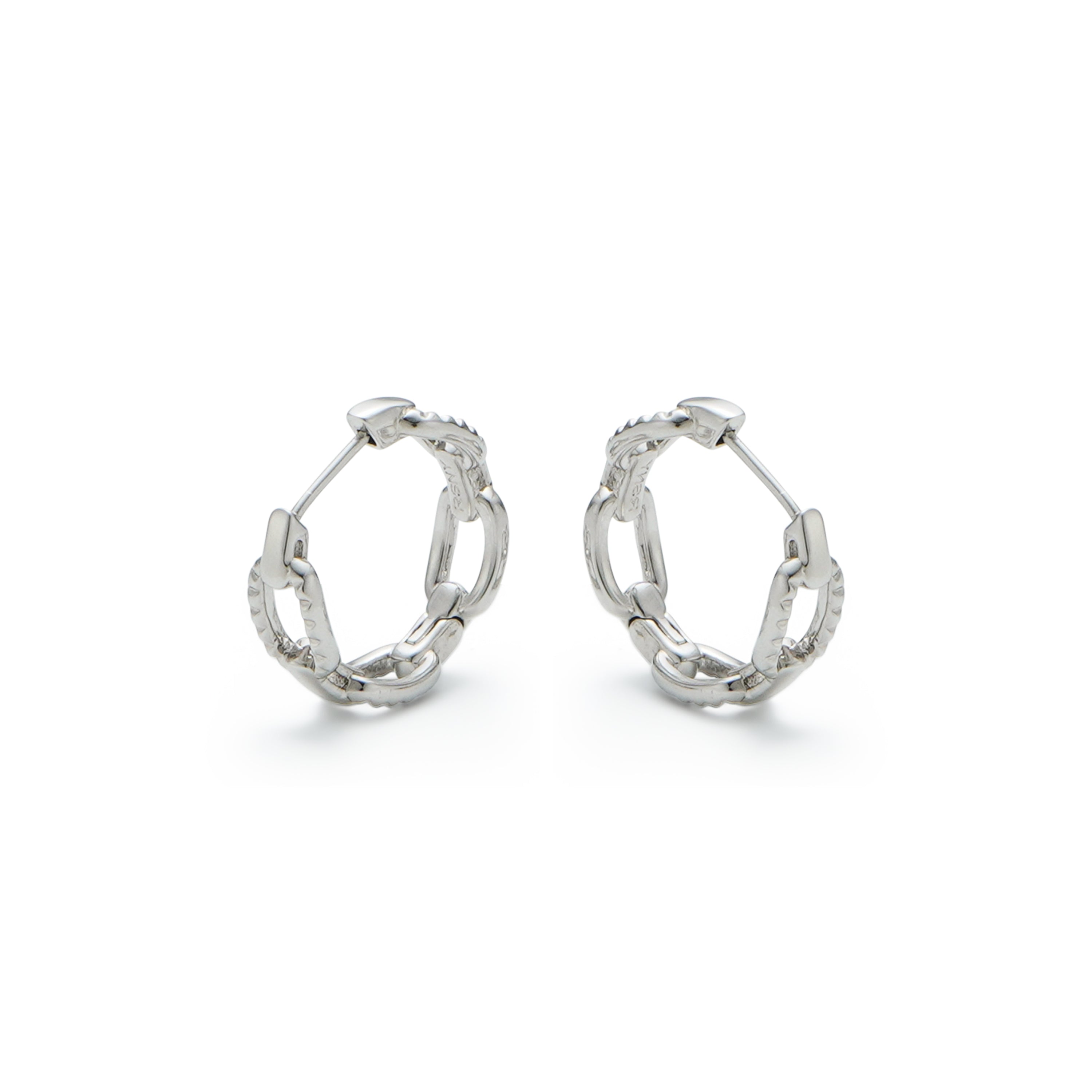RSNY diamond pattern chain earrings - RSNY R2082A copper rhodium plating Weight: 4g Size: 19 * 6 * 19mm Diamond pattern chain elements/lightweight hollowing process/pure manual inlay technology/mirror-level precision polishing