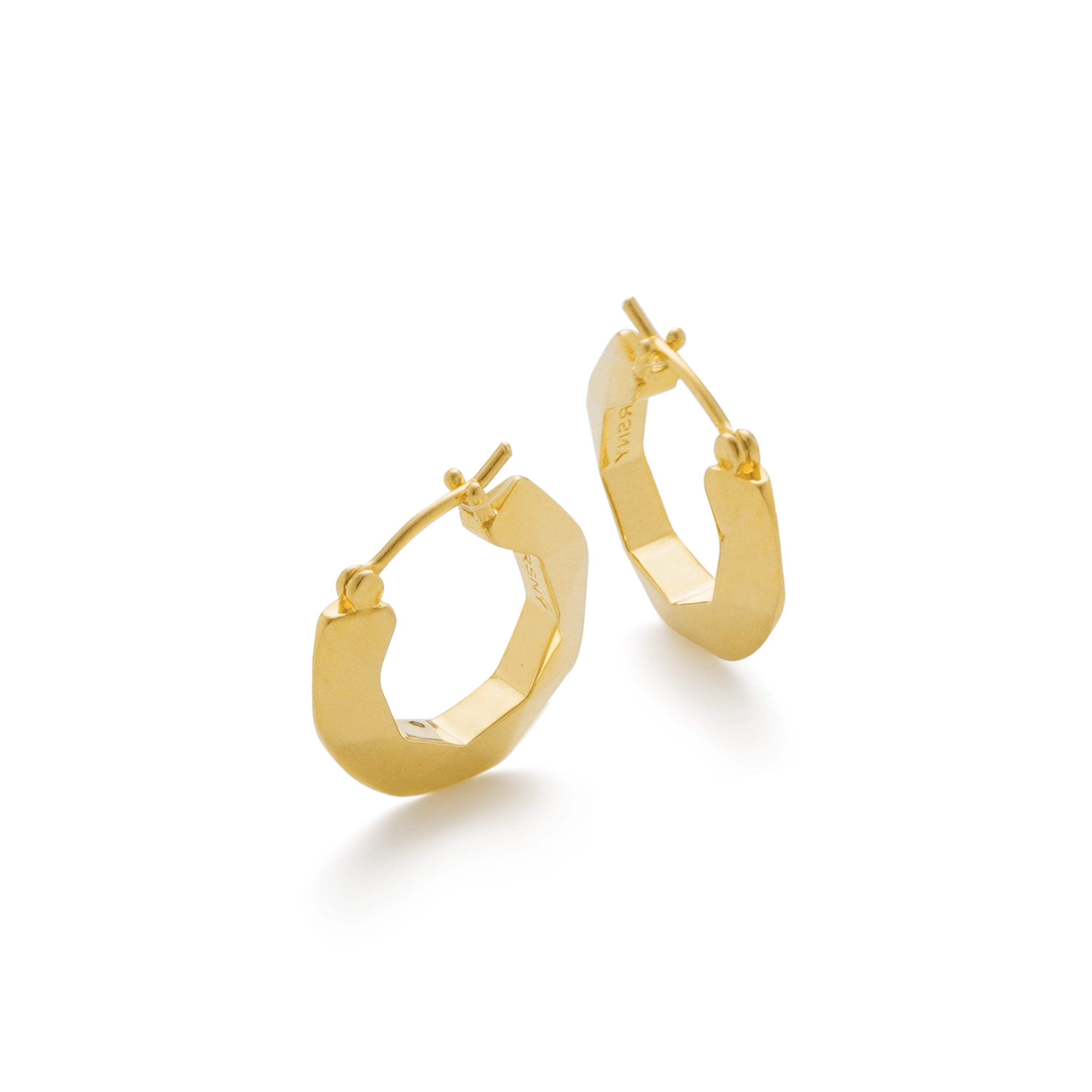 RSNY diamond pattern earrings - RSNY R2107B 铜镀金/银耳针 约3*17*18mm 几何感切面造型/镜面级精工抛光/四分之三圈耳环/纯银高品质耳针