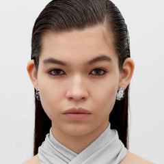 RSNY geometric line stud earrings - RSNY R2126A 铜镀铑/银耳针 约20*23*4mm 半球体几何造型/精致感细节处理/镜面级精工抛光/纯银高品质耳针