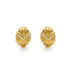 RSNY Roman Styling Earrings - RSNY R2122B 铜镀金/银耳针 约12*17*18mm 钻石纹设计元素/交错环几何造型/纯手工精雕工艺/高韧性弹簧耳扣