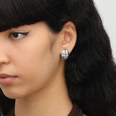 RSNY simple Roman stud earrings - RSNY R2125A 铜镀铑/银耳针 约15*19*5mm 几何感切面造型/几何缠绕感元素/镜面级精工抛光/微厚重精巧质感