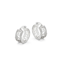 RSNY Diamond Line Earrings - RSNY R2041A Copper Rhodium Plated/S925 Tremella Needle/Cubic Zirconia Weight: 12g Size: 24 * 10 * 22mm Diamond pattern design elements/lightweight hollowing process/pure manual inlay skills/mirror-level precision polishing
