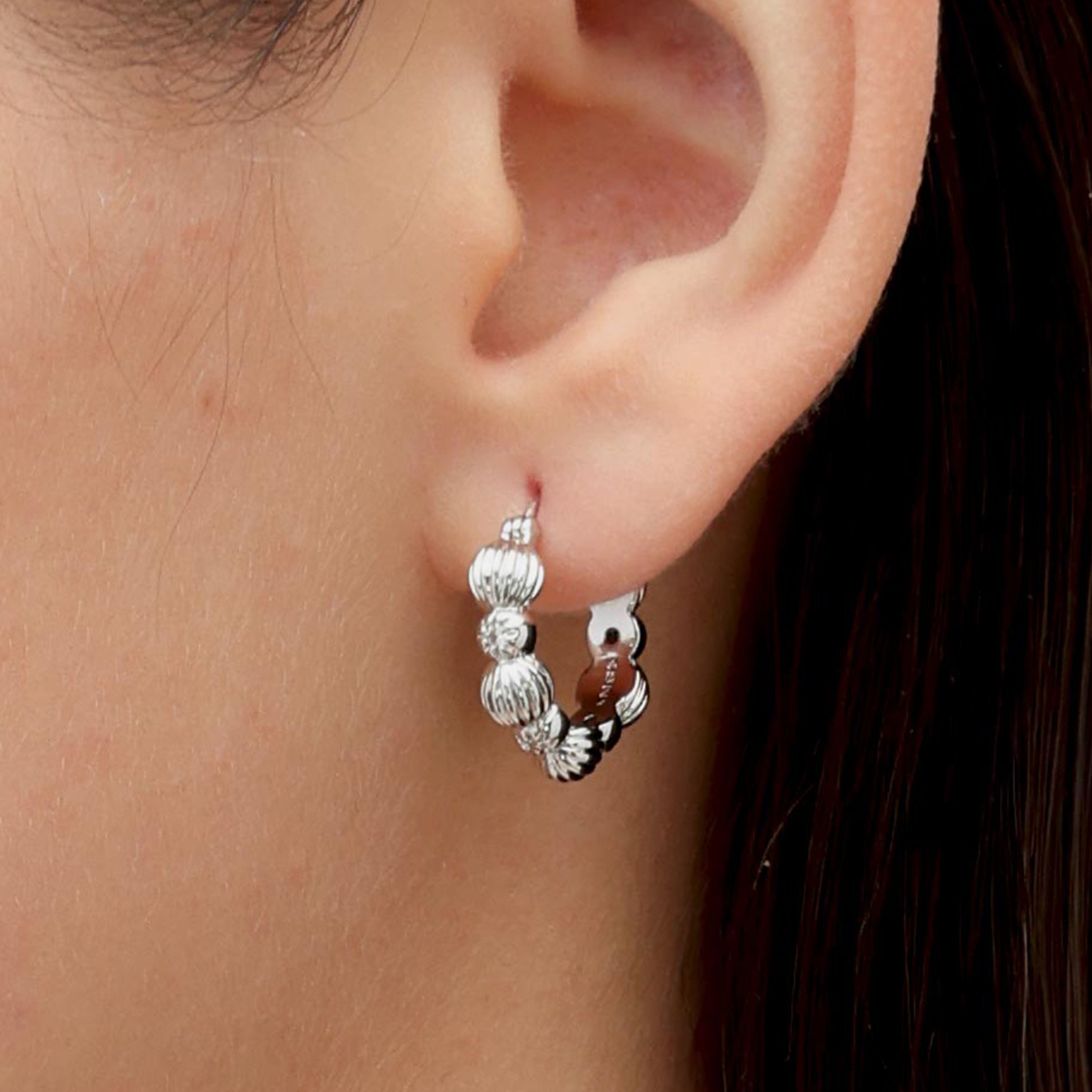 RSNY simple styling earrings - RSNY R2148A 铜镀铑/银耳针 约5*20*20mm 几何缠绕感元素/通勤款简约造型/纯手工精雕工艺/纯银高品质耳针