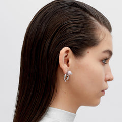 RSNY heart stud earrings - RSNY F1046W 铜镀铑/银耳针/紫色贝珠 约21*29*13mm 爱心型设计元素/通勤款几何造型/纯银高品质耳针/优选精品级贝珠