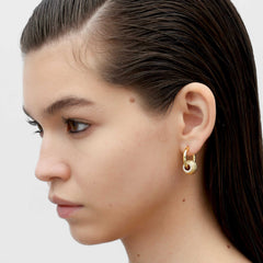 RSNY Diamond Textured Earrings - RSNY R2157B 铜镀金/银耳针 约13*20*24mm 波点型设计元素/时尚感几何造型/纯银高品质耳针/精致感细节处理