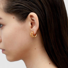 RSNY simple line earrings - RSNY R2124B 铜镀金/银耳针 约12*16*16mm 几何缠绕感元素/通勤款几何造型/镜面级精工抛光/轻量化品牌工艺