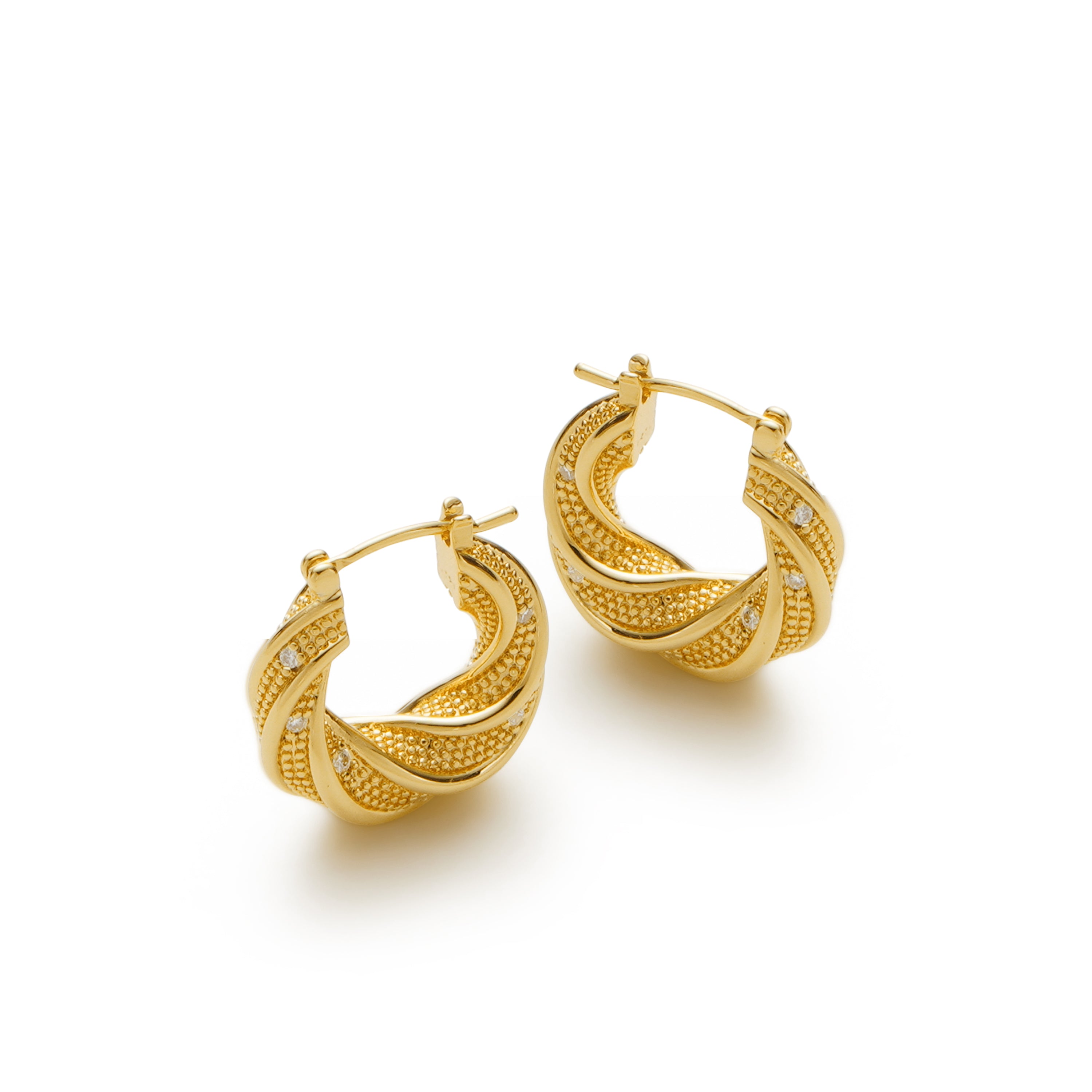 RSNY geometric abstract earrings - RSNY R2187B 铜镀金/银耳针 约20*20*8mm 几何缠绕感元素/交错环几何造型/纯手工精雕工艺/微厚重精巧质感