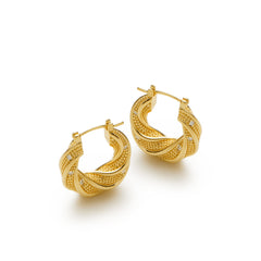RSNY geometric abstract earrings - RSNY R2187B 铜镀金/银耳针 约20*20*8mm 几何缠绕感元素/交错环几何造型/纯手工精雕工艺/微厚重精巧质感
