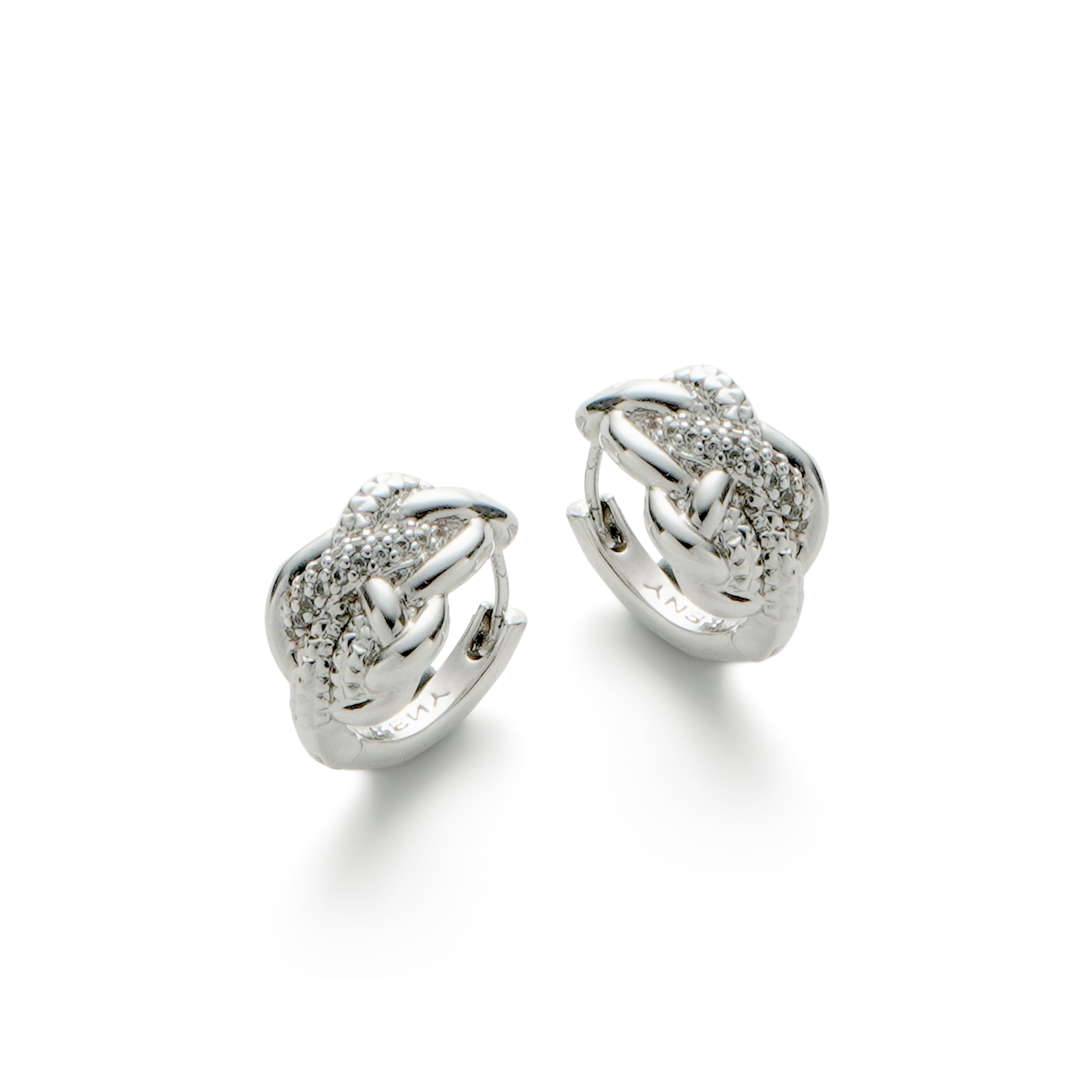 RSNY line shape earrings - RSNY R2108A 铜镀铑/银耳针 约10*15*16mm 几何缠绕感元素/纯手工镶嵌技艺/马蹄环几何造型/纯银高品质耳针