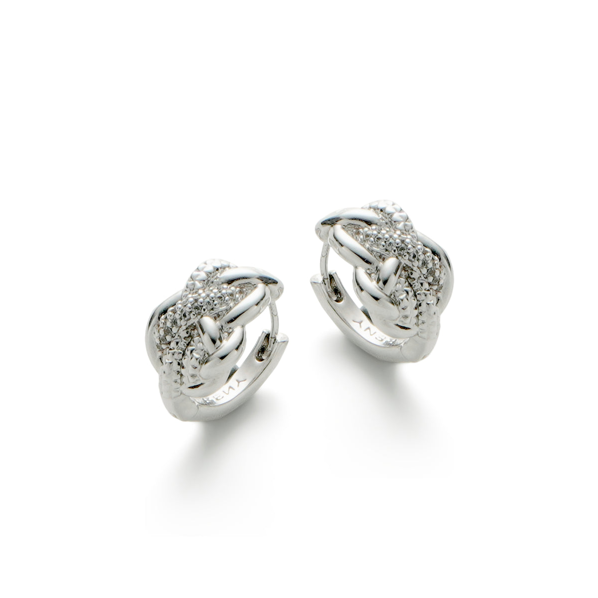 RSNY line shape earrings - RSNY R2108A 铜镀铑/银耳针 约10*15*16mm 几何缠绕感元素/纯手工镶嵌技艺/马蹄环几何造型/纯银高品质耳针