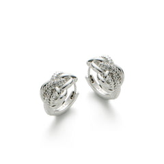 RSNY line shape earrings - RSNY R2108A 铜镀铑/银耳针 约10*15*16mm 几何缠绕感元素/纯手工镶嵌技艺/马蹄环几何造型/纯银高品质耳针
