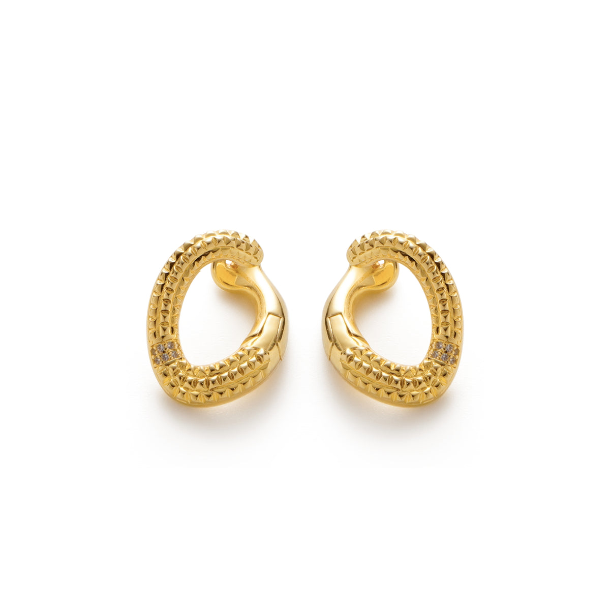 RSNY diamond pattern chain earrings - RSNY R2083B 铜镀金/银耳针约18*24*14mm 钻石纹设计元素/几何感切面造型/纯银高品质耳针/精巧感开合设计