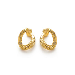 RSNY diamond pattern chain earrings - RSNY R2083B 铜镀金/银耳针约18*24*14mm 钻石纹设计元素/几何感切面造型/纯银高品质耳针/精巧感开合设计