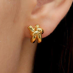 RSNY knot earrings - RSNY R2032B 铜镀金/S925银耳针/品牌耳堵 重量:7.8g 约17*11*9mm 立体感几何设计/精致感细节处理/纯银高品质耳针/镜面级精工抛光/轻量化品牌工艺